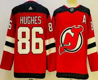 Men%27s New Jersey Devils #86 Jack Hughes Red Authentic Jersey->new jersey devils->NHL Jersey